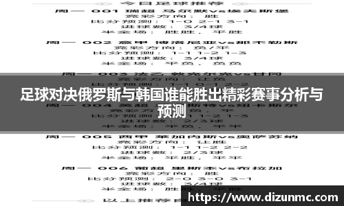 足球对决俄罗斯与韩国谁能胜出精彩赛事分析与预测